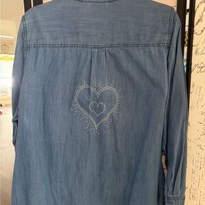 St. John's Bay Blue Bedazzled Denim Shirt
